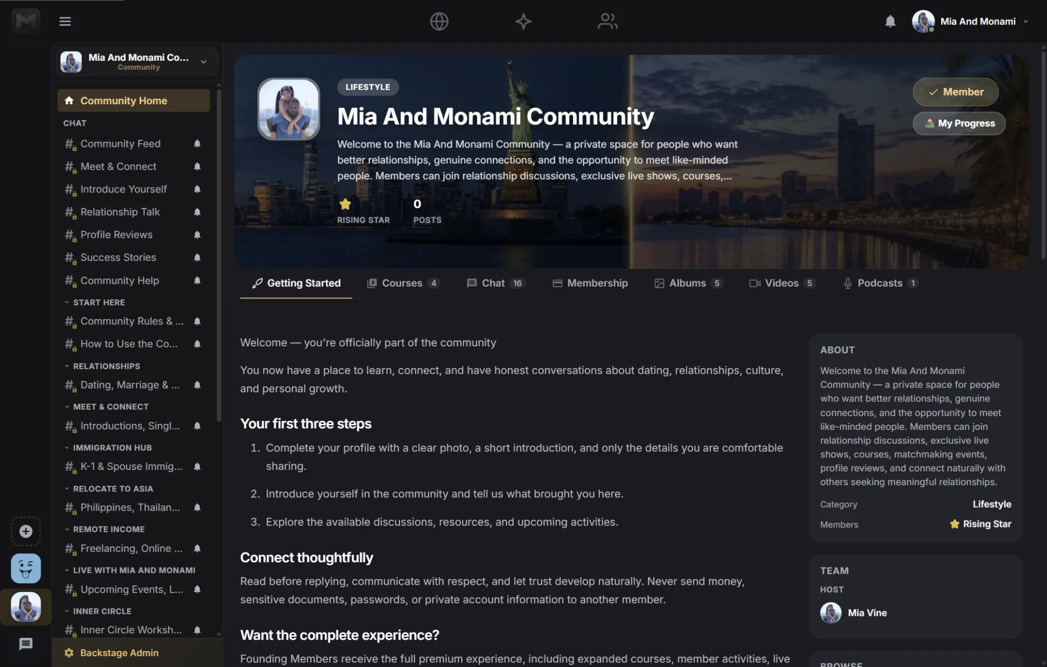 A welcoming onboarding flow that helps new members know exactly where to begin.